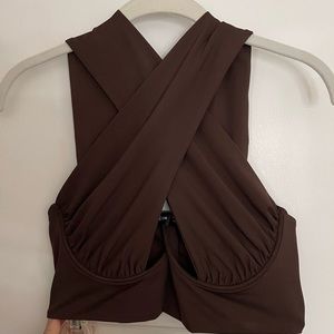 brown strappy halter